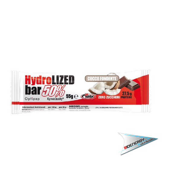 Pronutrition-HYDROLYZED BAR 50% (Conf. 24 barrette da  55 gr)   Fondente Cocco  
